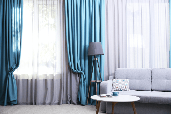 blue curtains